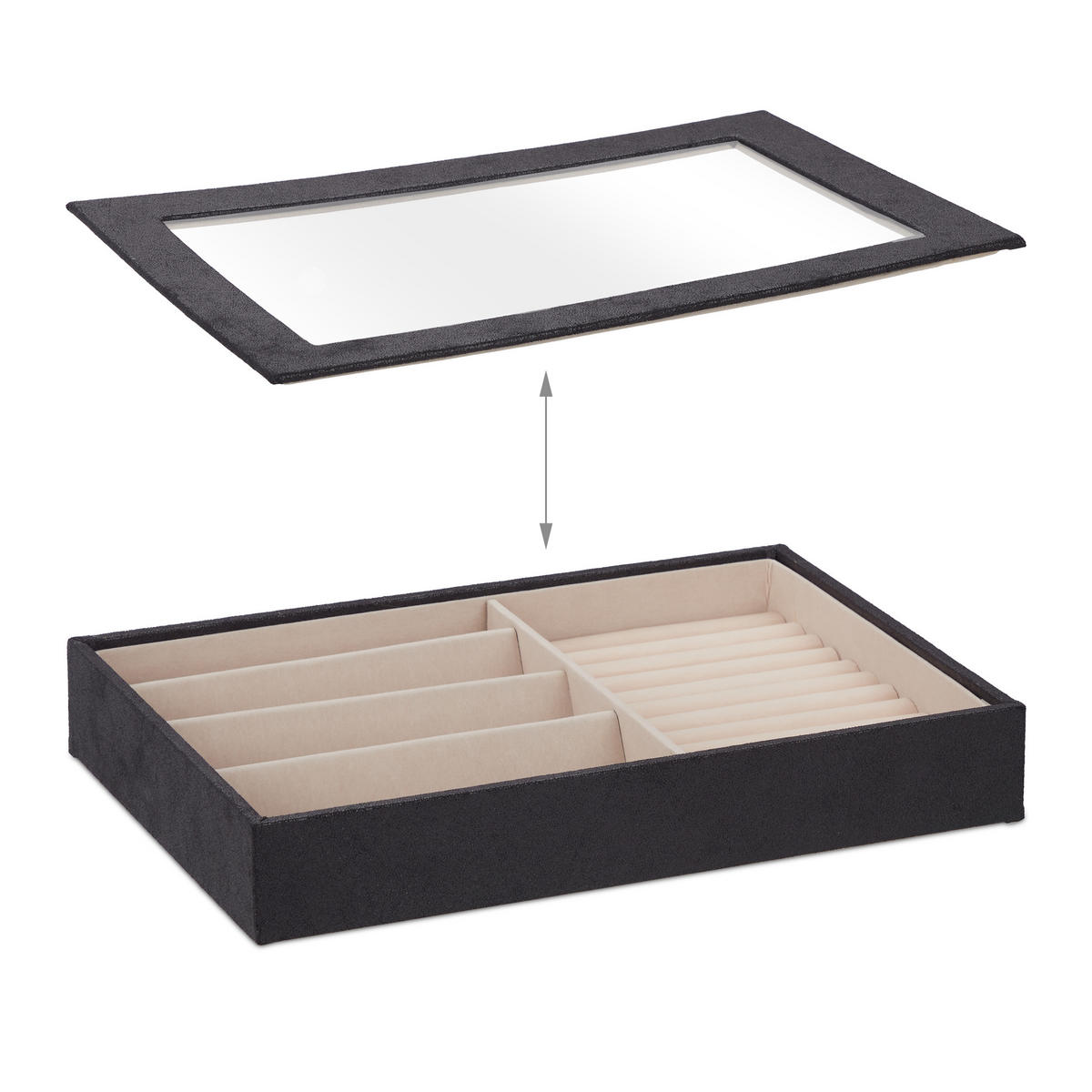 SCHMUCKKÄSTCHEN - Multicolor, Holzwerkstoff/Wellpappe (30/5/21cm) - Relaxdays