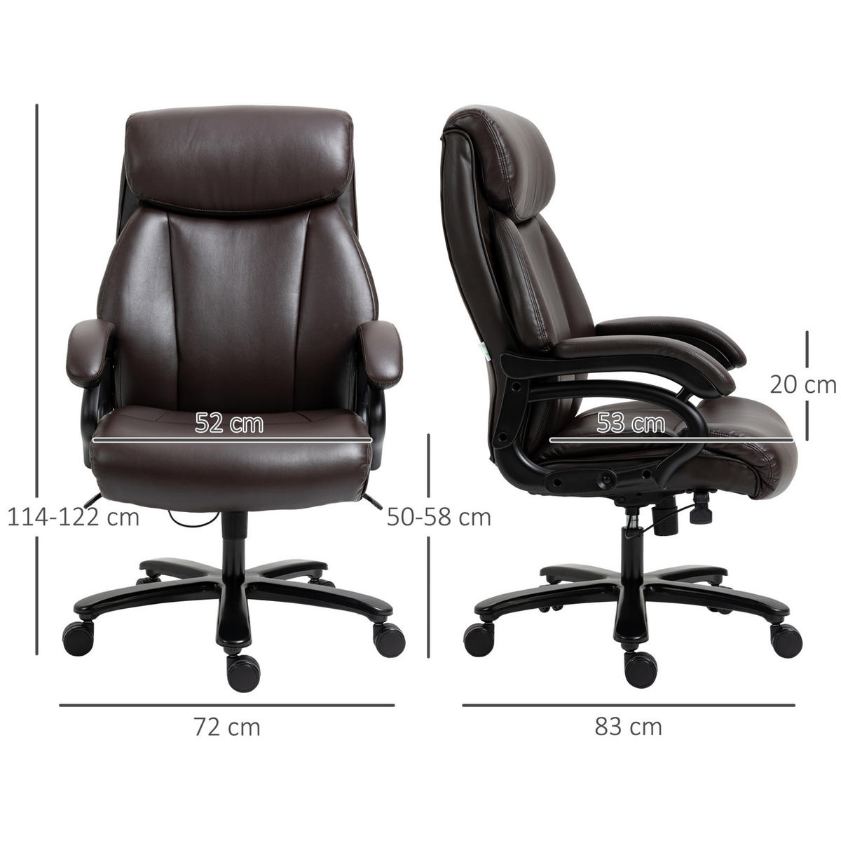 DREHSTUHL 83/72/114-122 cm braun mit Schaumstoffpolsterung höhenverstellbar - Braun, Kunststoff (83/122/72cm) - OKWISH