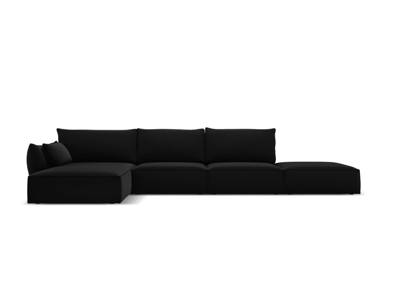 ECKSOFA links Kaelle aus Samt schwarz 5 Sitzplätze - Schwarz, Textil (171/364cm) - Micadoni