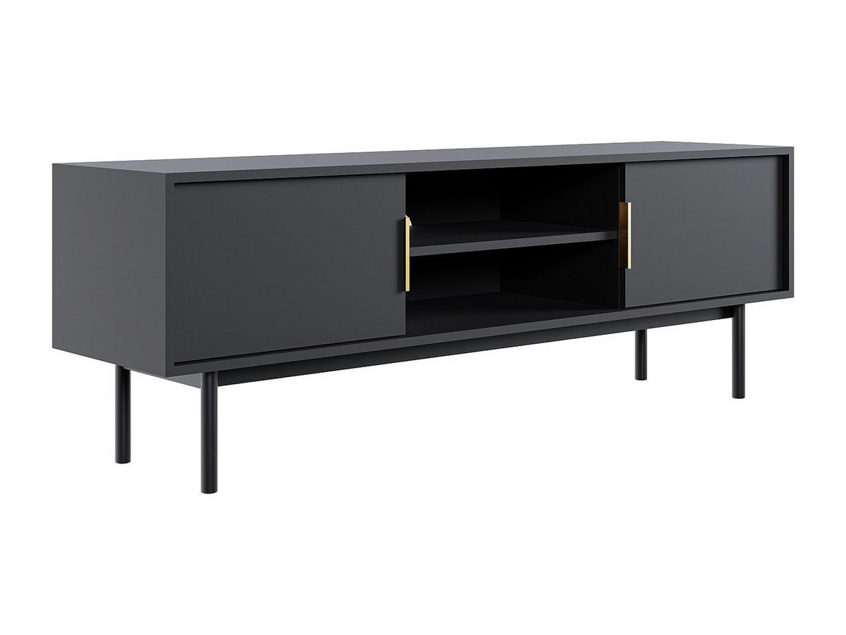 TV-MÖBEL mit 2 Türen & 2 Ablagefächern - Schwarz - DABRIANA - Schwarz, Holz (154/53.5/39cm) - Vente-Unique