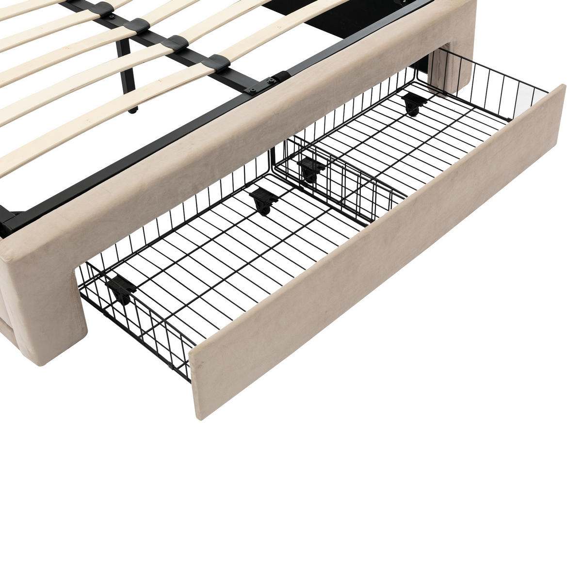 POLSTERBETT 140/190 cm Beige mit hydraulischem Bettkasten und LED-Beleuchtung - Beige, Textil (140/190cm) - OKWISH