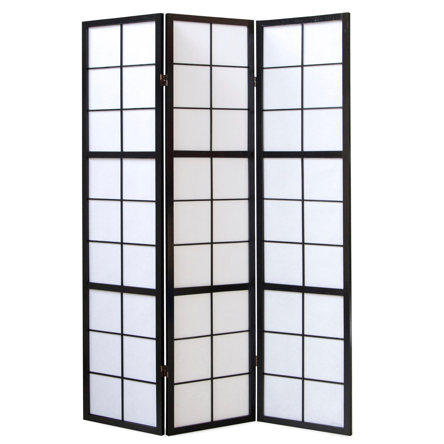 PARAVENT 3-tlg. 132/175 cm Schwarz Shoji - Schwarz, Holz (132/175/2cm) - Homestyle4u