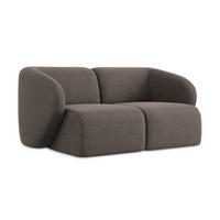2-SITZER-SOFA Bouclé Stoff Braun - Schwarz/Mokka, Holzwerkstoff/Kunststoff (174/75/94cm) - LaMiaSofa