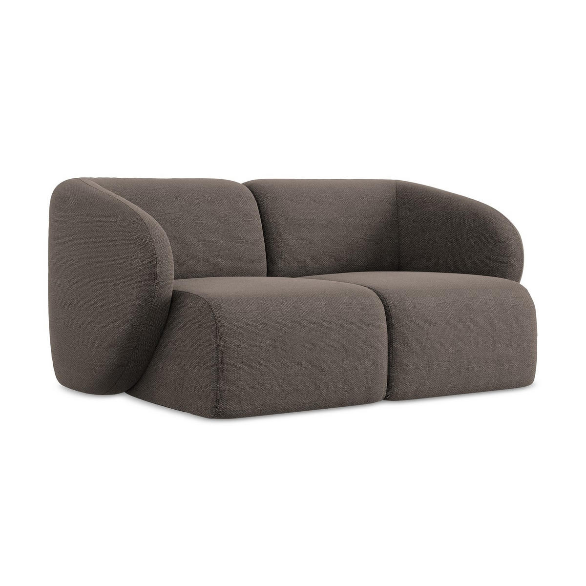 2-SITZER-SOFA Bouclé Stoff Braun - Schwarz/Mokka, Holzwerkstoff/Kunststoff (174/75/94cm) - LaMiaSofa