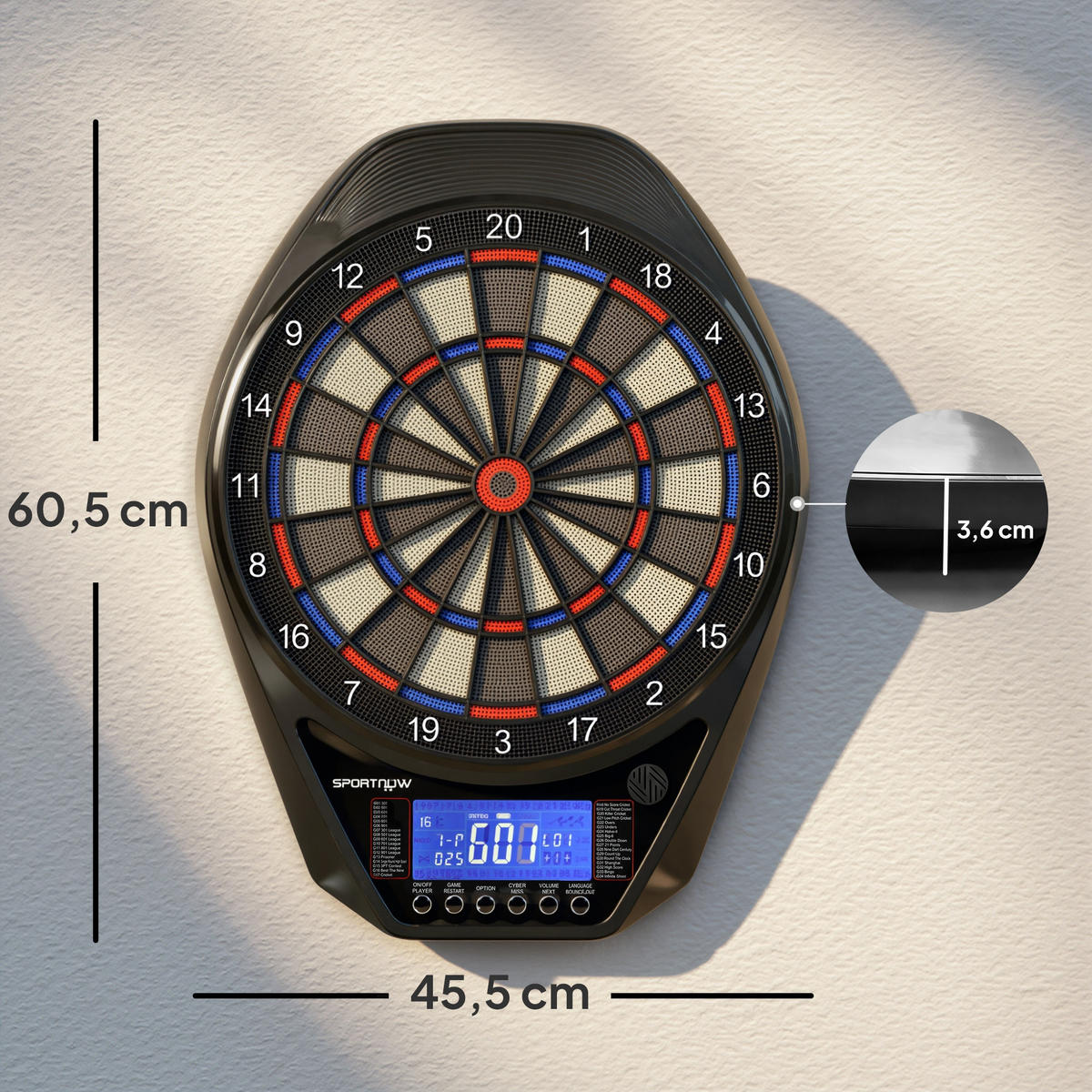 DARTSCHEIBE DE-18829 Schwarz - Schwarz, Kunststoff (45.5/3.6/60.5cm) - ComfortXL