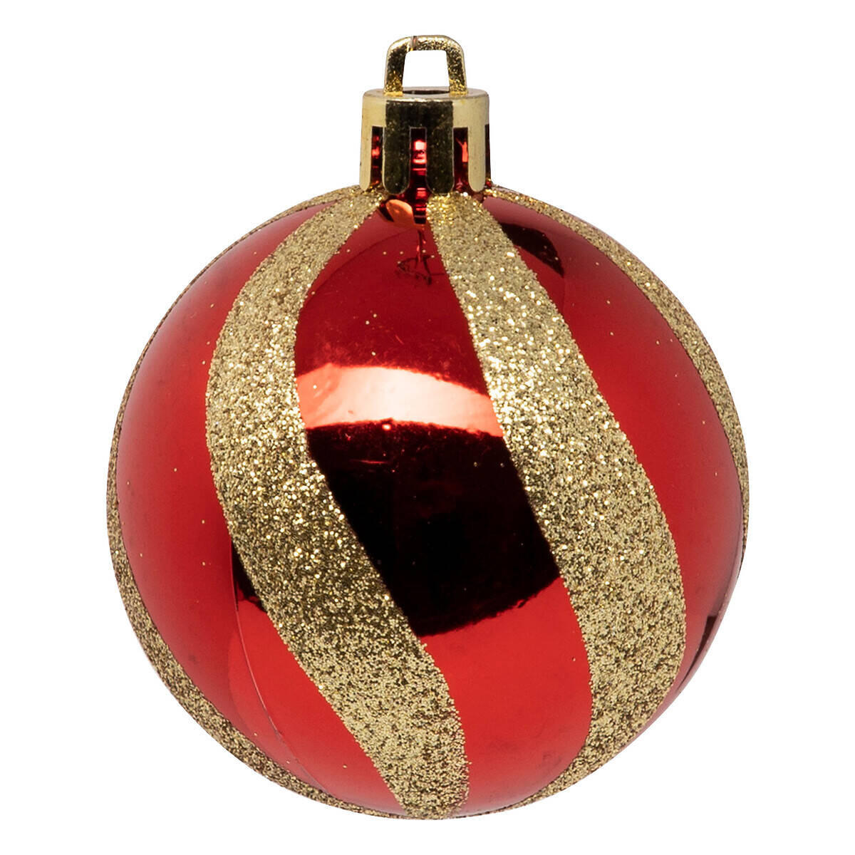WEIHNACHTSKUGELN Glitzer-Muster Ø 6 cm - Rot, Kunststoff (6/7.2/6cm) - Atmosphera Createur d´interieur