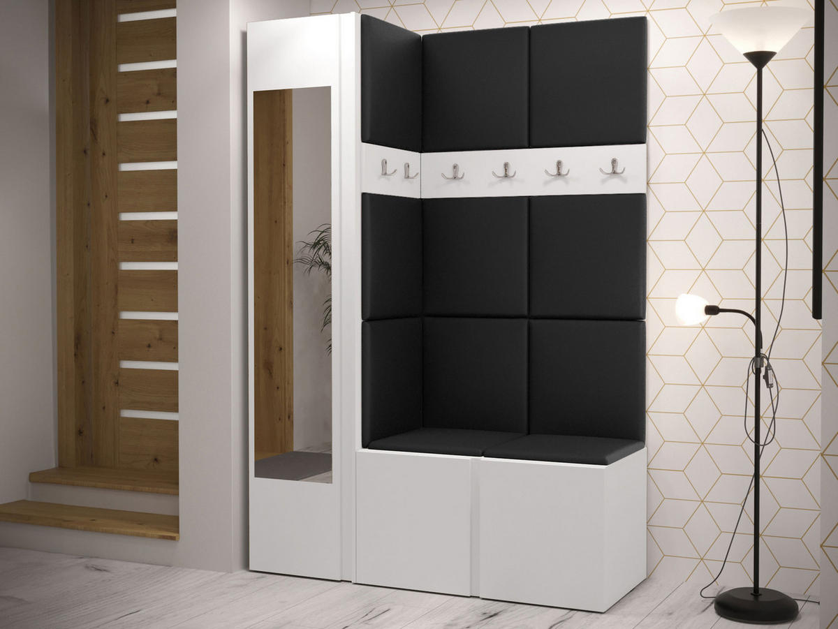 GARDEROBEN-SET Orion X - Schwarz/Weiß, Holzwerkstoff/Kunststoff (124/186/46cm) - MIRJAN24