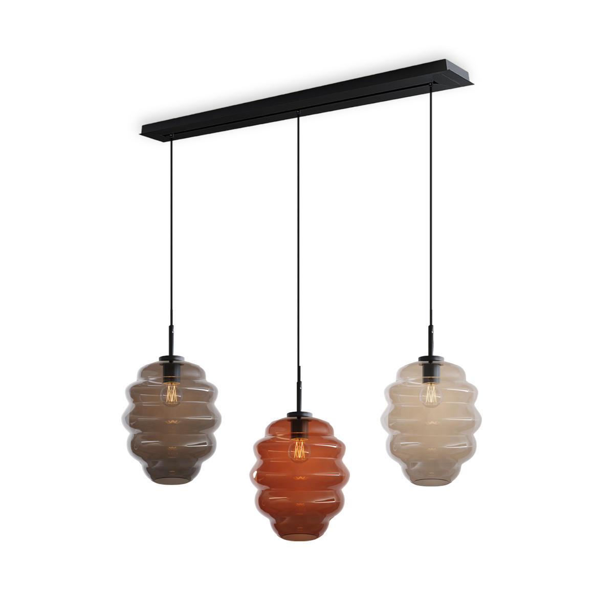 HÄNGELEUCHTE Echos 3-flammig Mehrfarbig Ø 25cm - Multicolor/Schwarz, Glas (25/25/28cm) - s.luce