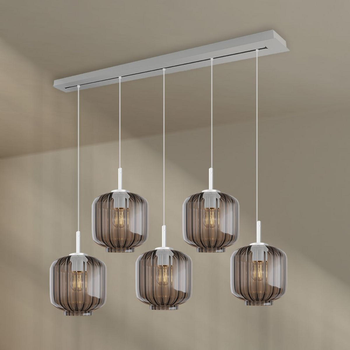 HÄNGELEUCHTE Velo 5-flammig Rauch Ø 20cm - Anthrazit/Weiß, Glas (20/20/20cm) - s.luce