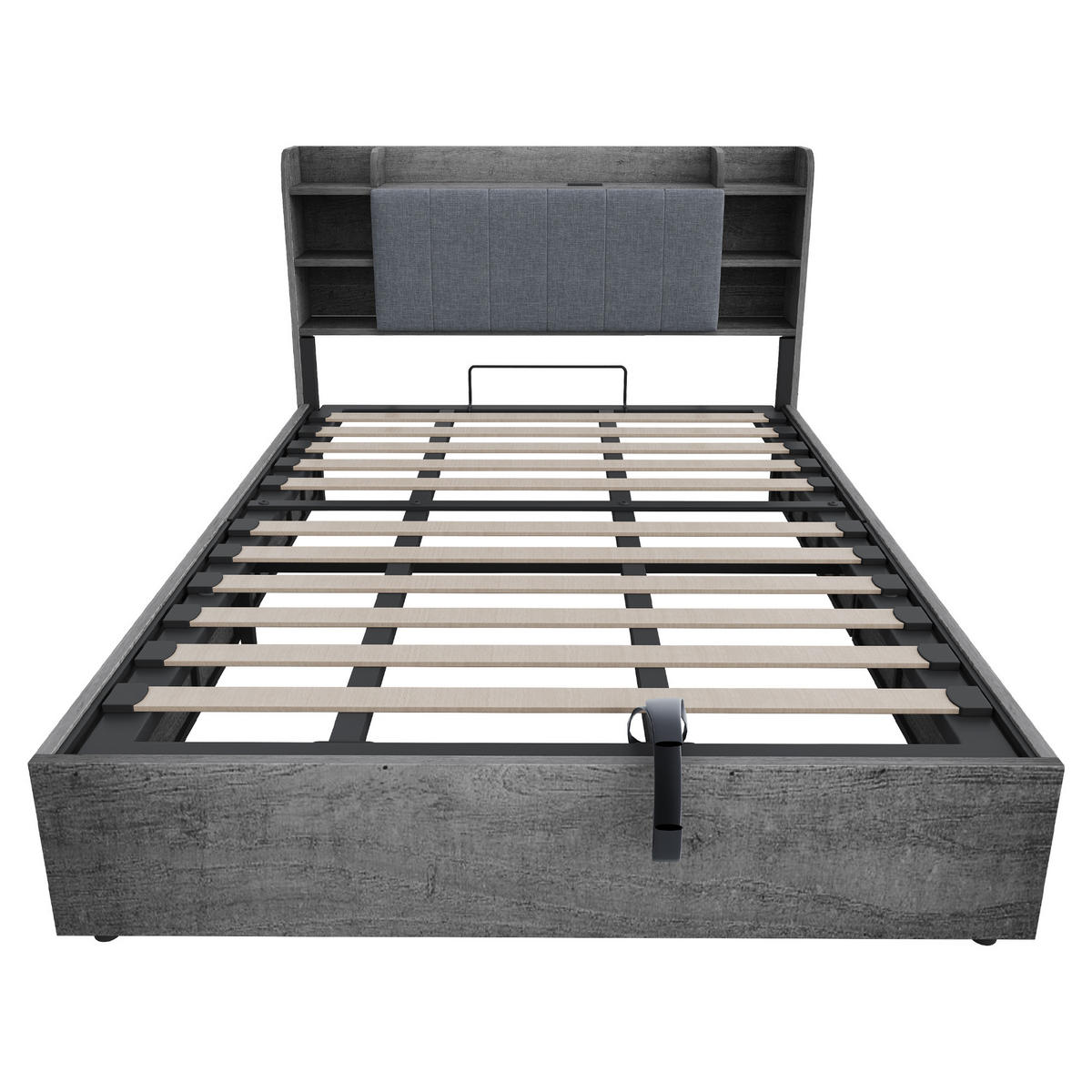 POLSTERBETT 180/200 cm Grau mit Stauraum, Ausgestattet mit USB und Tape-C-Steckdose - Grau, Holz (180/200cm) - Oxeza
