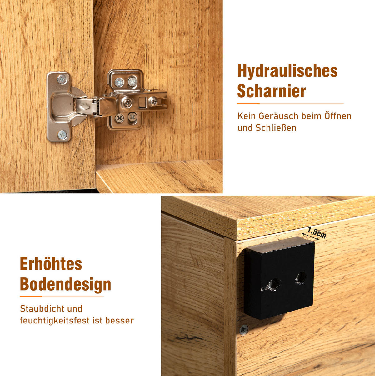 SIDEBOARD 208/39,5/80 cm mit 4 Türen & 2 Schubladen in Weiß/Braun - Braun, Holzwerkstoff (208/80/39.5cm) - BEAOK