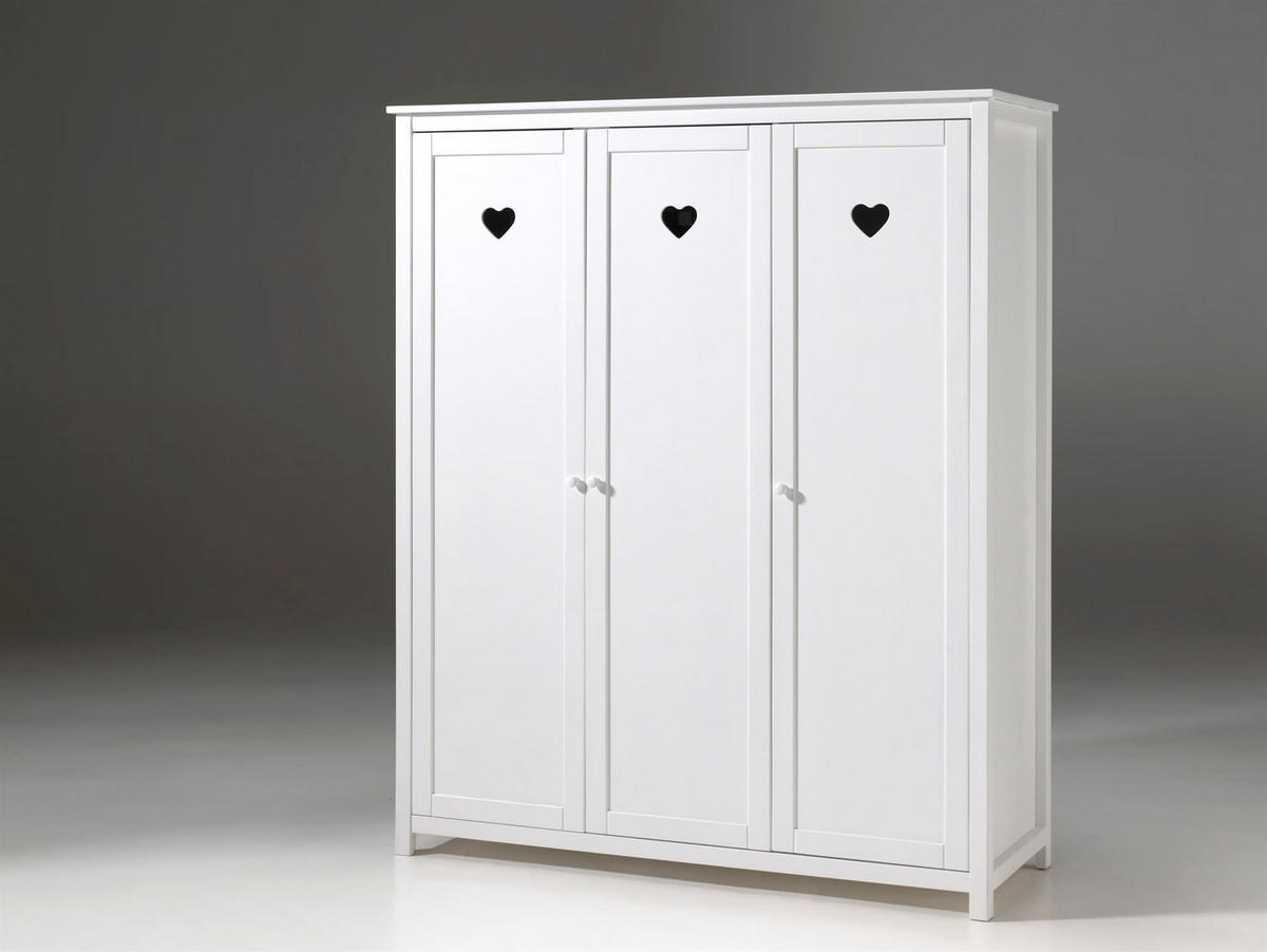 KINDERZIMMERSCHRANK Kamila 159x57x191 mit 3 Türen MDF+Massivholz Weiß - Weiß, Holzwerkstoff (159/191/57cm) - 58aufmkessel