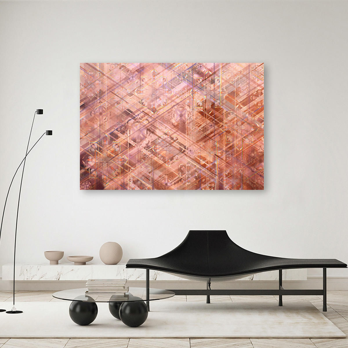 WANDBILD abstrakte geometrische formen - Rot, Textil (60/40cm) - Feeby