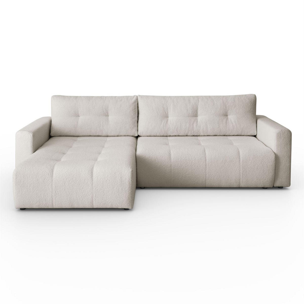 ECKSOFA Viola in L-Form, creme, Lammfelloptik, 261 x 143 cm mit Schlaffunktion und Bettkasten - Creme, Textil (261/143cm) - Margaret Hadas24