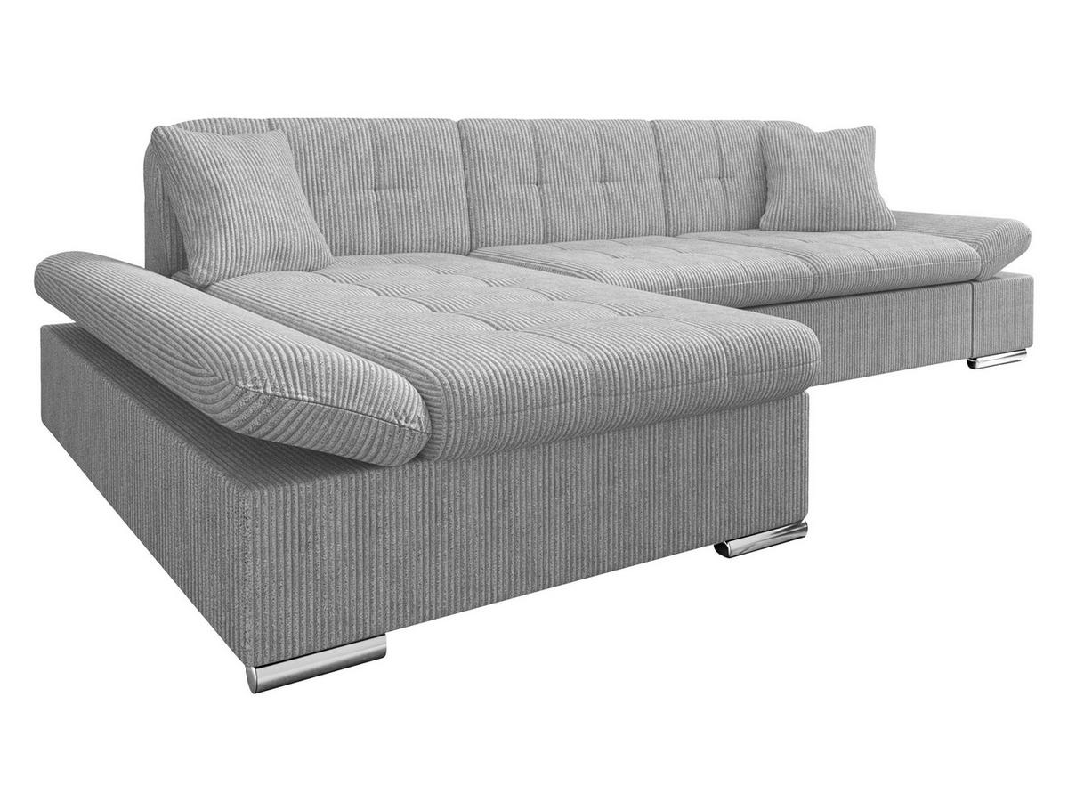 ECKSOFA Malwi Cord, Seite: Links - Hellgrau, Holz/Textil (278/161cm) - MIRJAN24