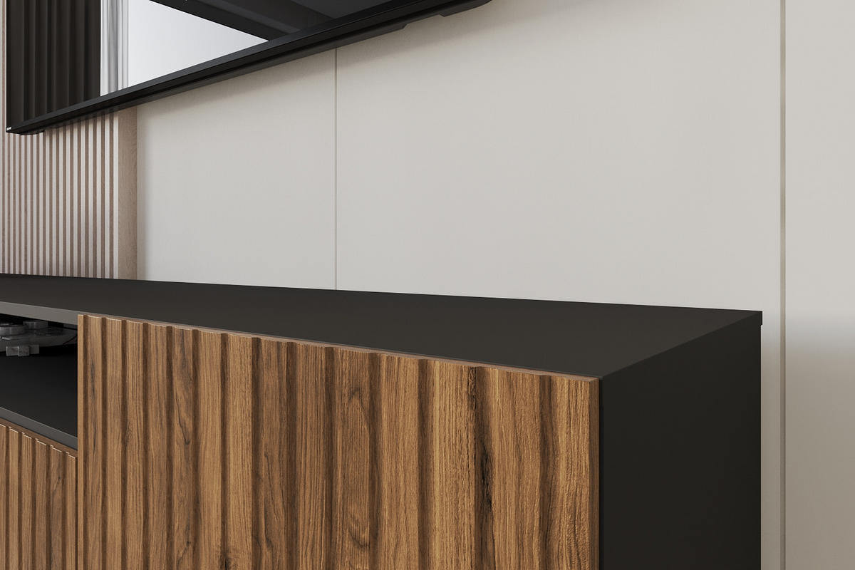 LOWBOARD KITO-W 200x40x41 cm - Schwarz / Katania - Eiche Wotan/Schwarz, Holzwerkstoff (200/40/41cm) - ALTDECOR