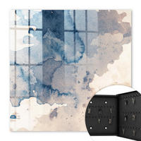 SCHLÜSSELBOX Schwarz 30x30 cm- Türöffnung nach rechts - Wasserfarbenflecken - Blau, Metall (30/30/5cm) - TULUP