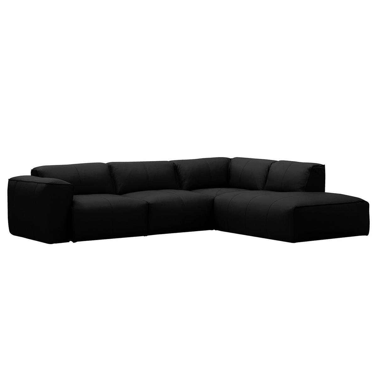 3-SITZER ECKSOFA mit Recamiere - Schwarz, Leder/Kunststoff (295/231cm) - home24