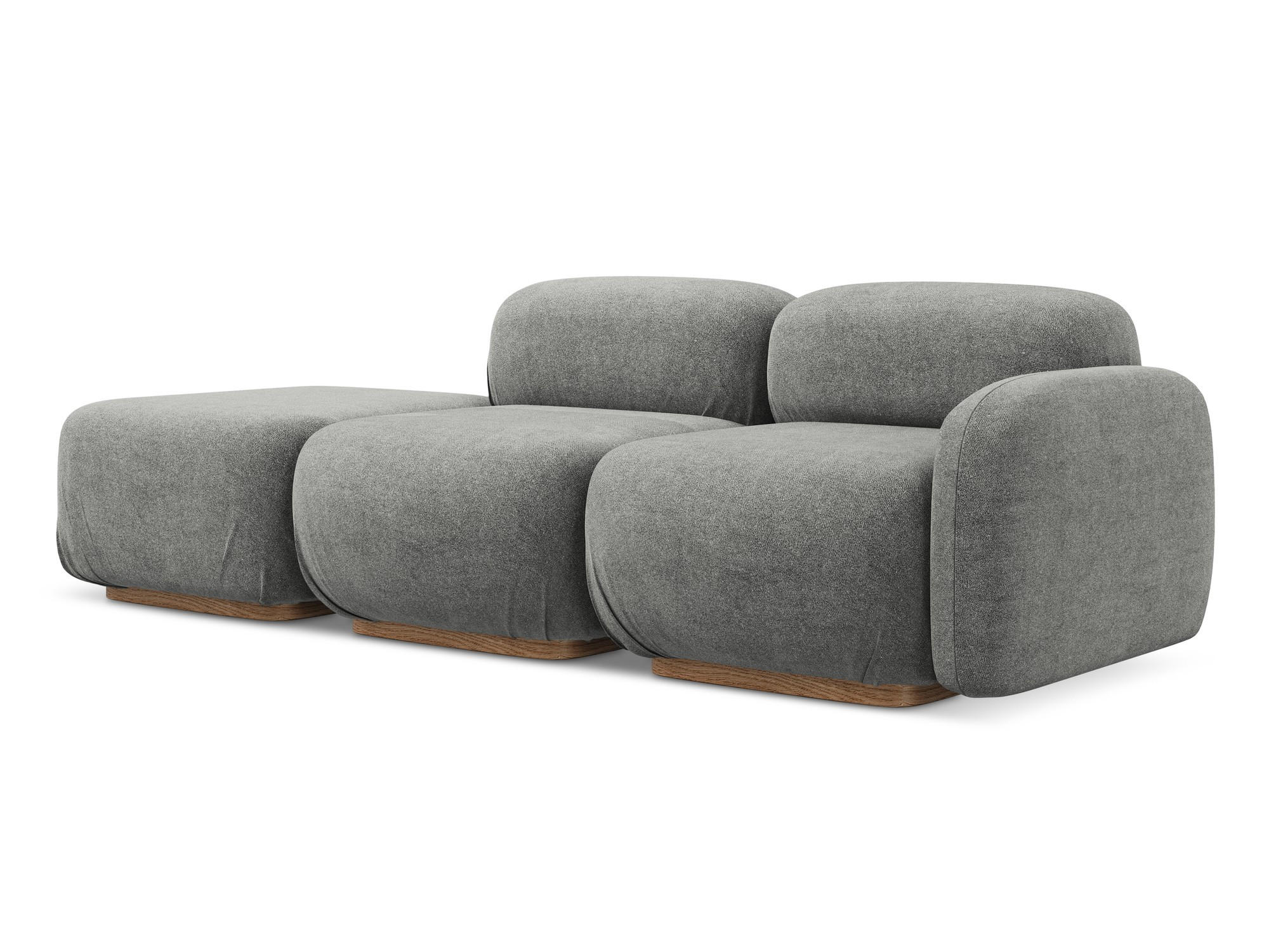3-SITZER SOFA Links Bouclé Stoff Beige - Greige/Beige, Holz/Textil (95/73/258cm) - Makamii