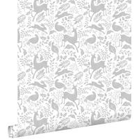 TAPETE Wald mit Waldtieren 50 x 900 cm - Grau, Papier (50/0.1cm) - ESTAhome