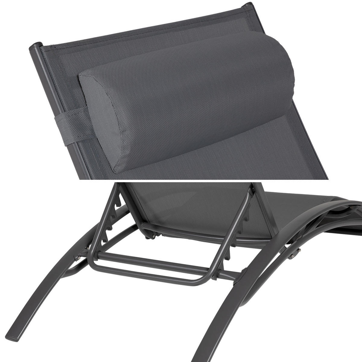 LIEGEN GALAPAGOS Grau und Anthrazitgrau 2er-Set - Grau, Metall (63/82/173.5cm) - Happy Garden