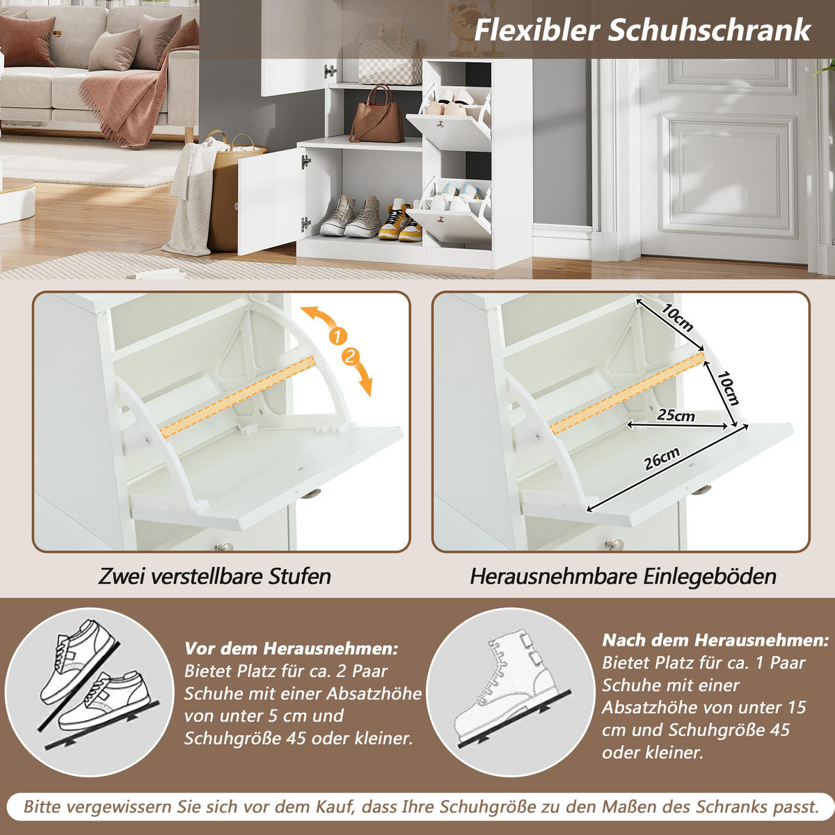 GARDEROBE-SET in Weiß Hochschrank mit Spiegel und Schuhschrank, Flur-Garderobenständer mit 5 Ablagen, B85/T40/H180cm - Weiß, Holzwerkstoff/Metall (273/87/98cm) - STILVORA