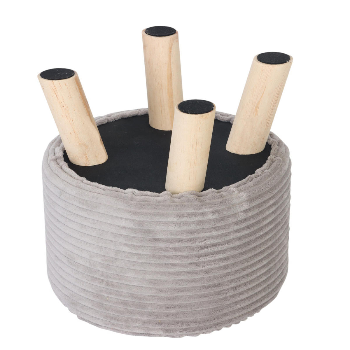 CORD-HOCKER - Hellgrau/Naturfarben, Holz/Textil (30/30/30cm) - Relaxdays