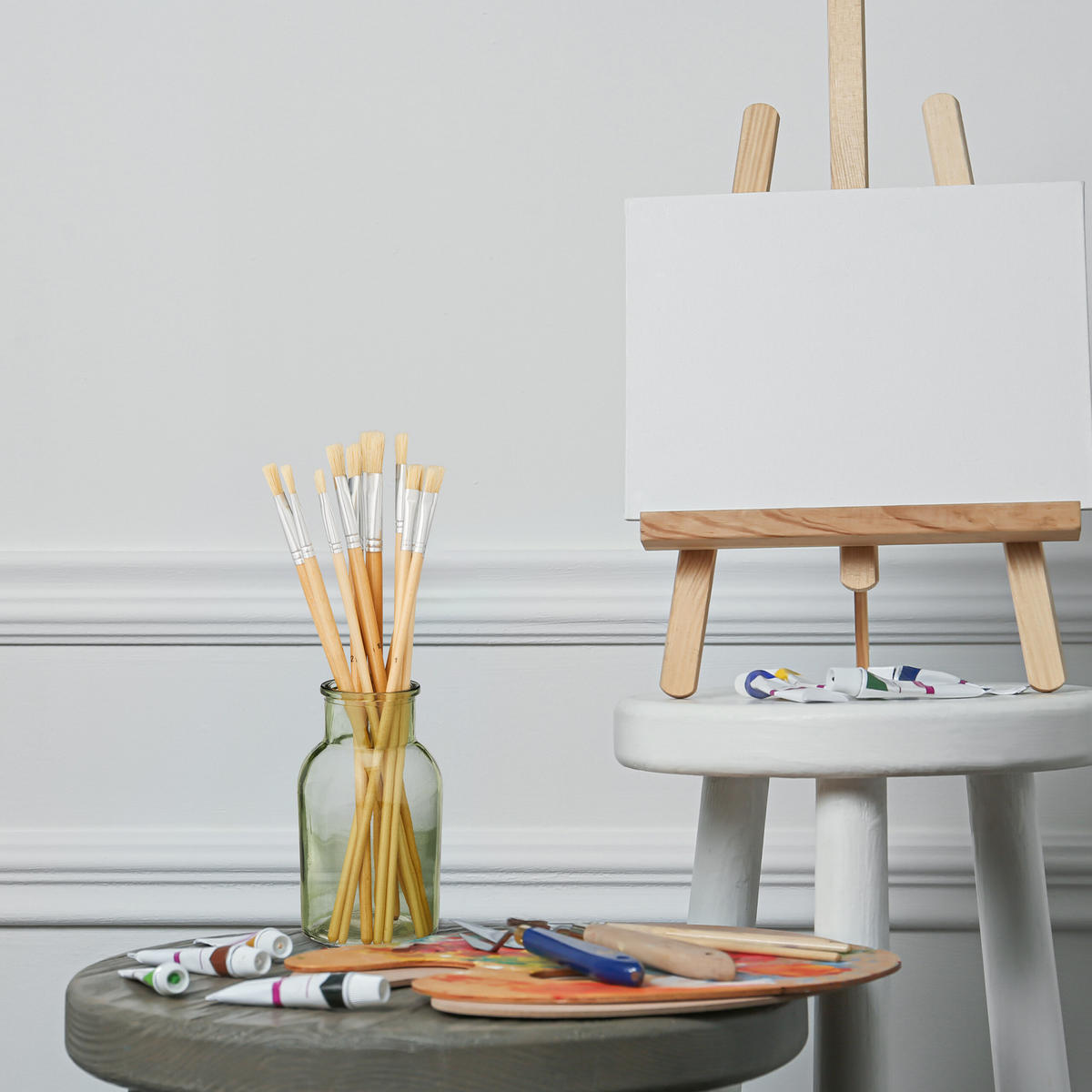 20-TLG.BORSTENPINSEL-SET - Hellbraun, Holz/Textil (2.4/33/1.7cm) - Relaxdays