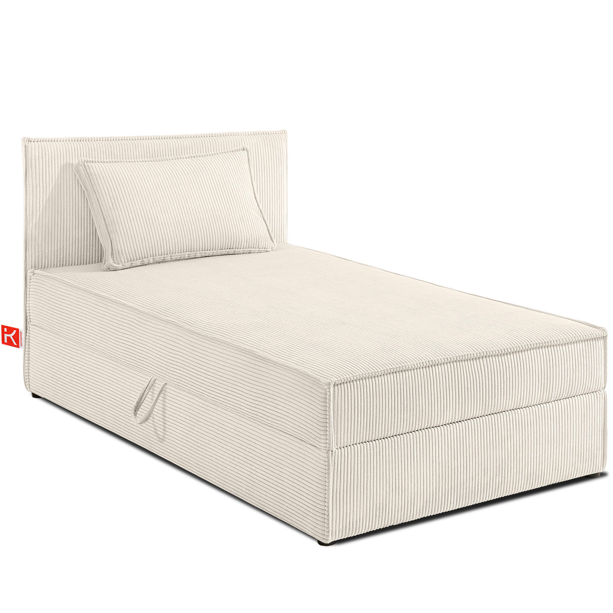 BOXSPRINGBETT ROTI Einzelbett, ecrufarben - Ecru/Schwarz, Holz/Holzwerkstoff (80/200cm) - KONSIMO®