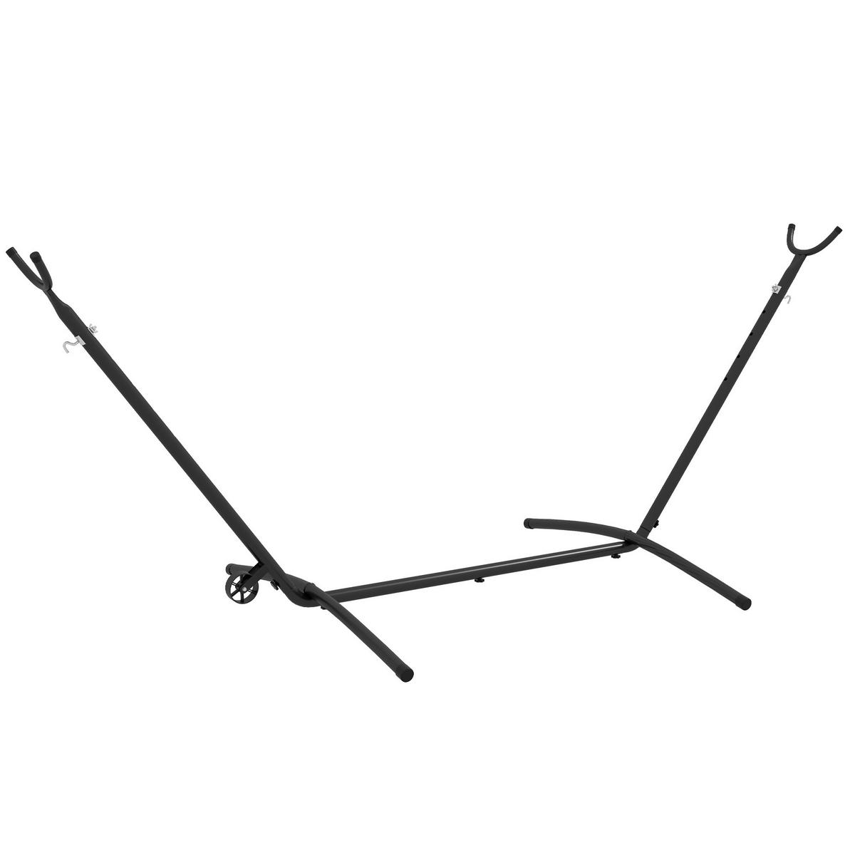 HÄNGEMATTENSTÄNDER DE-07027 wetterbeständig, größenverstellbar, bis 220 kg Schwarz - Schwarz, Metall (120/290/115cm) - ComfortXL