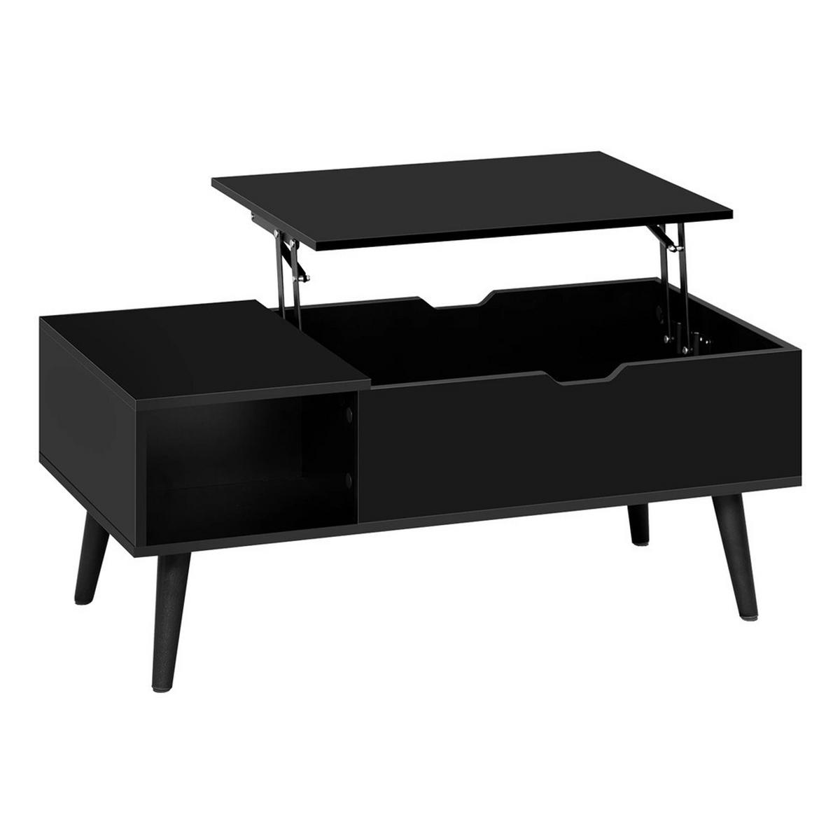 COUCHTISCH 100/50/43-57 cm höhenverstellbar Stauraum Schwarz - Schwarz, Holz (50/100/57cm) - Kaket