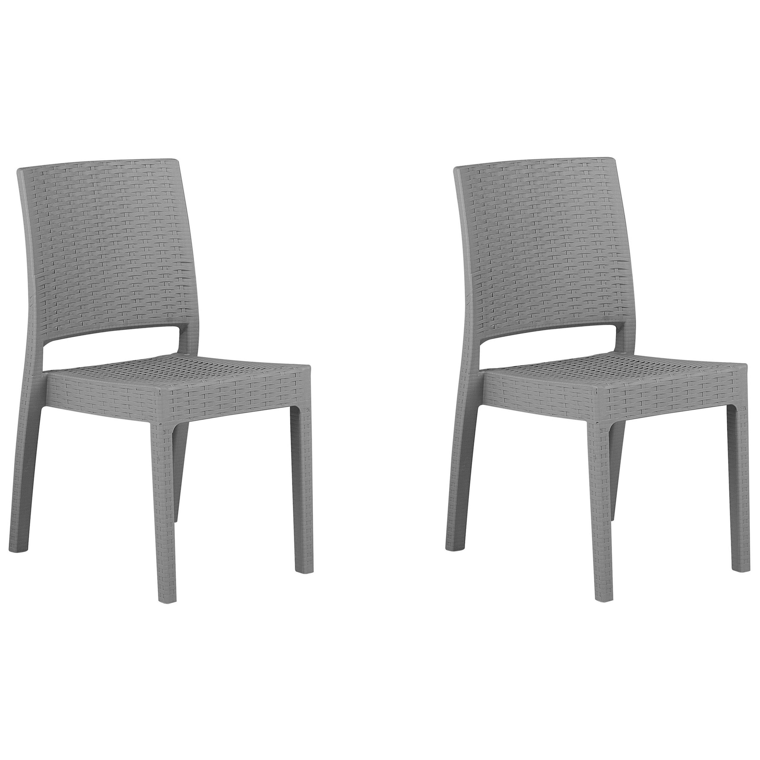 VRTNA STOLICA set od 2 izgled ratana svijetlosivi Fossano - svijetlo siva, plastika (60/89/47cm) - Beliani