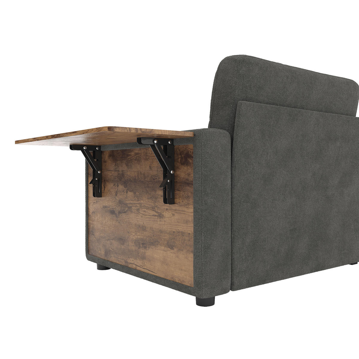 2-SITZER-SOFA mit Laptop-Tisch und Stauraum, DE-42611, Grau - Dunkelgrau, Metall (178/57.5/71cm) - ComfortXL