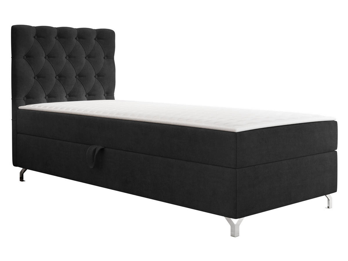 BOXBETT Chester 1, Seite: Links - Silberfarben/Schwarz, Holz/Textil (90/200cm) - MIRJAN24
