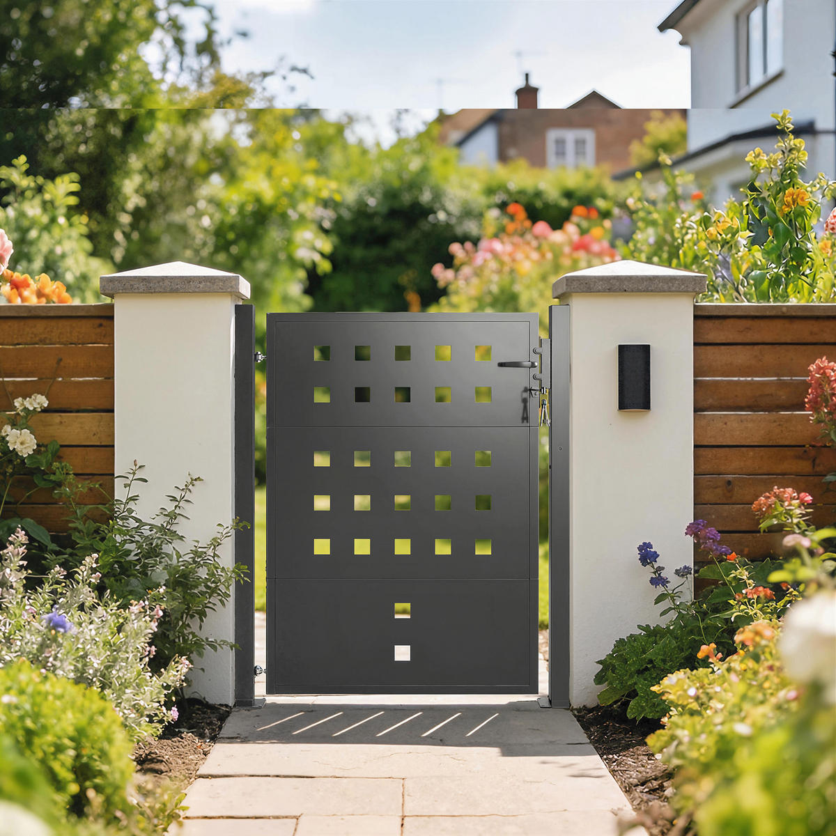 GARTENTOR Verzinkter Stahl Dunkelgrau - Dunkelgrau, Metall (4/130cm) - Outsunny