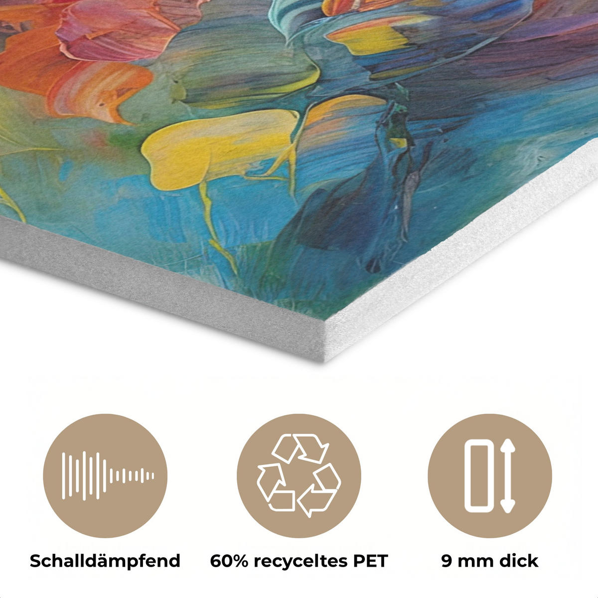 AKUSTIKBILD Ölgemälde - Kunst - Abstrakt - Farbenfroh Akustikpaneele 90x90 cm - Altrosa, Textil (90/90/0.9cm) - MuchoWow