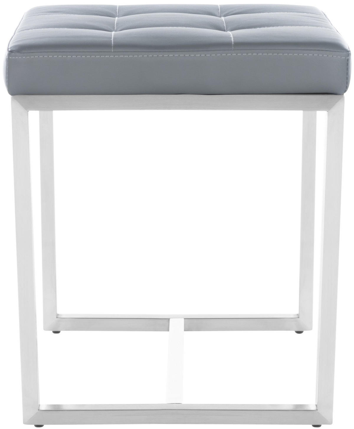 HOCKER Lederlook grau - Edelstahlfarben/Grau, Textil/Metall (40/48/40cm) - CLP