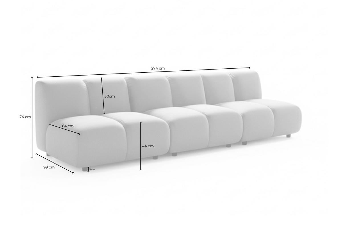 MODULSOFA LAYLA Gelb Velvet - Gelb/Schwarz, Buchenholz/Textil (274/74/99cm) - KAWOLA