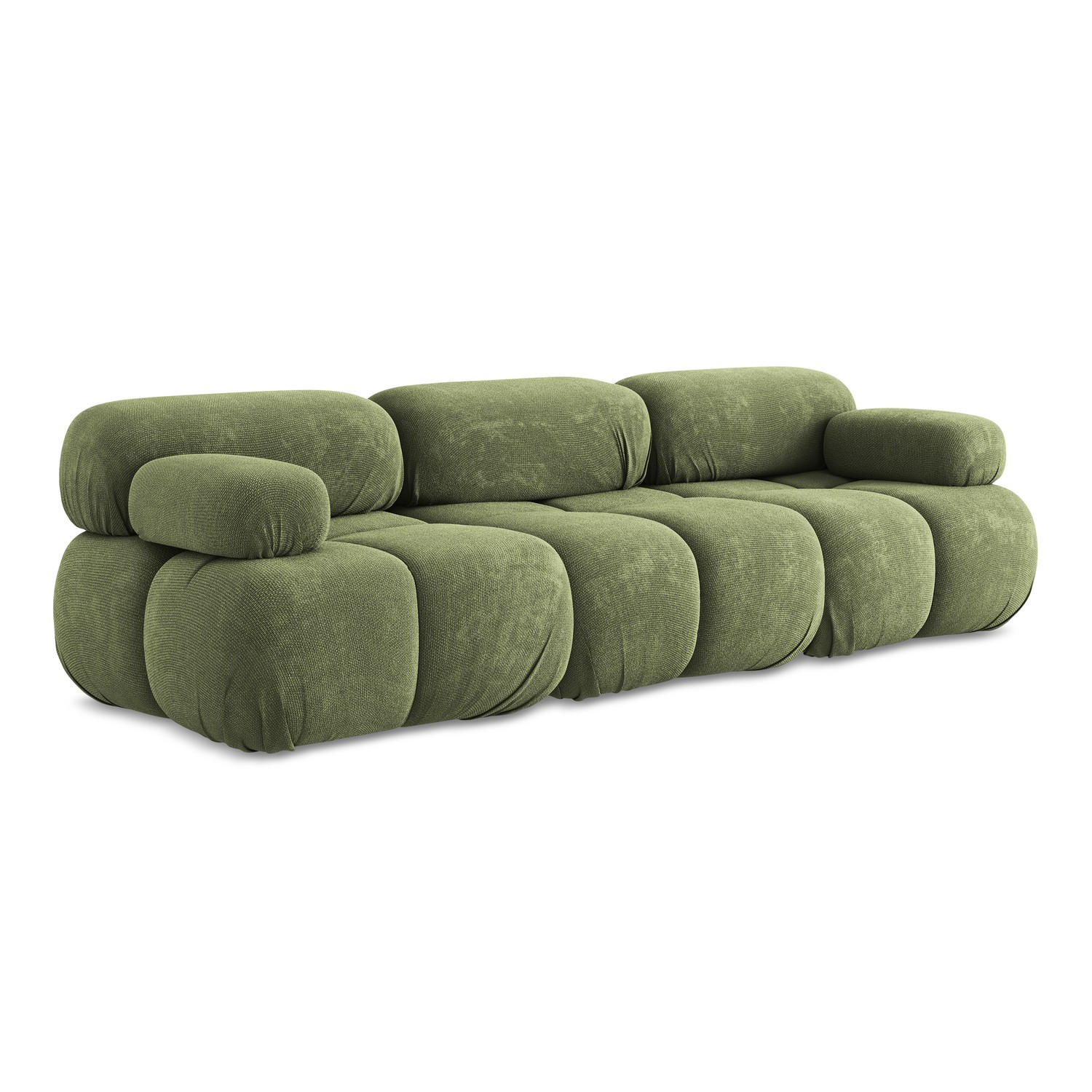 3-SITZER SOFA Chenille Stoff Grün - Schwarz/Grau, Kunststoff/Textil (285/70/96cm) - LaMiaSofa