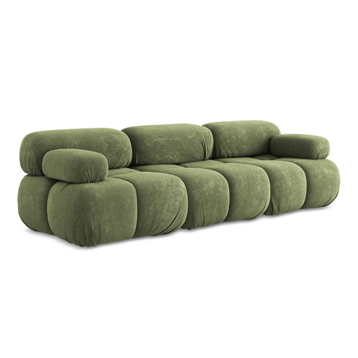 3-SITZER SOFA Chenille Stoff Grün - Schwarz/Grau, Kunststoff/Textil (285/70/96cm) - LaMiaSofa