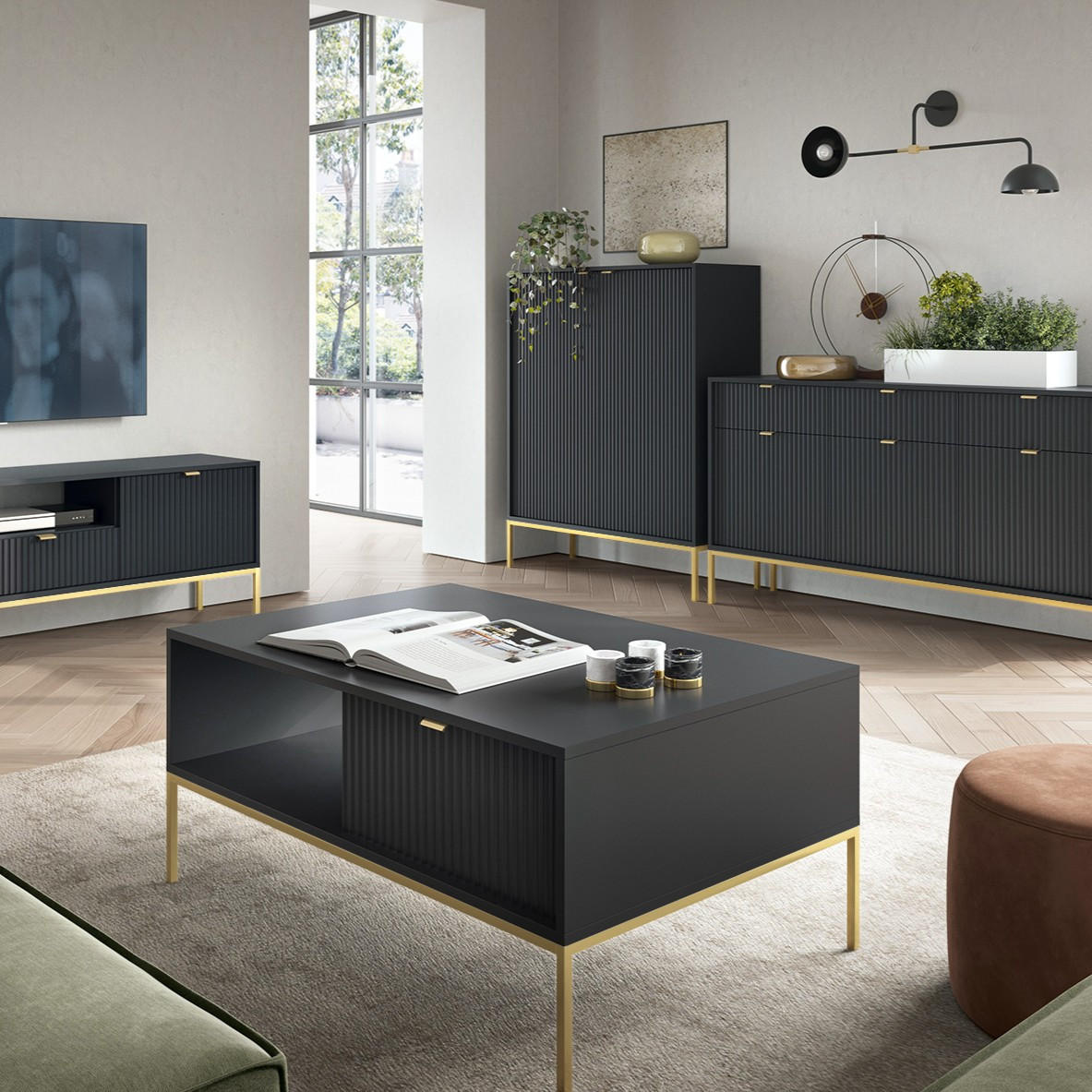 COUCHTISCH STELLARE 104/46/68 cm Schwarz - Schwarz, Holzwerkstoff (68/104/46cm) - MASSENO