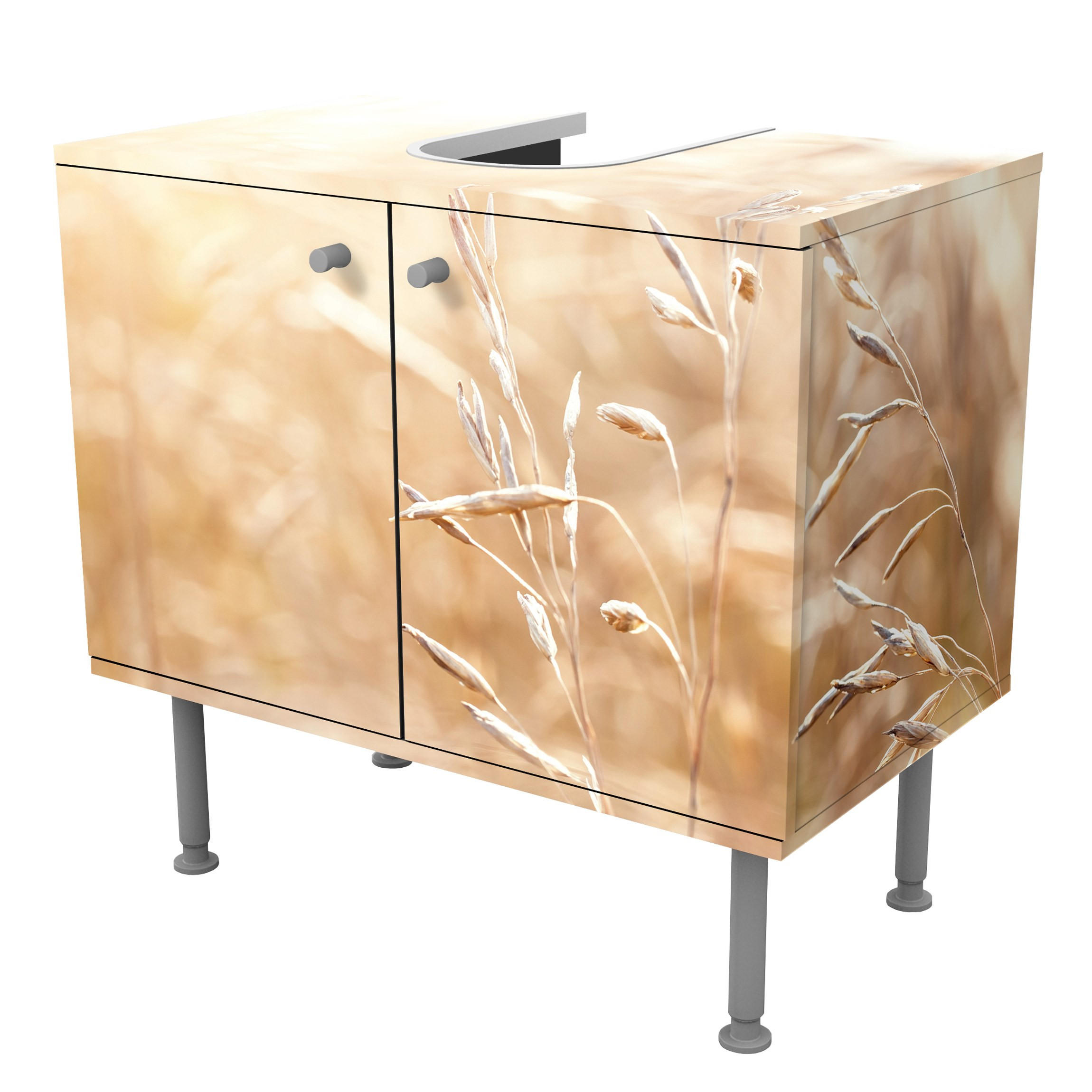WASCHBECKENUNTERSCHRANK Gräser im Sonnenschein 60/55/35 cm - Beige, Holzwerkstoff (60/55/35cm) - Bilderwelten