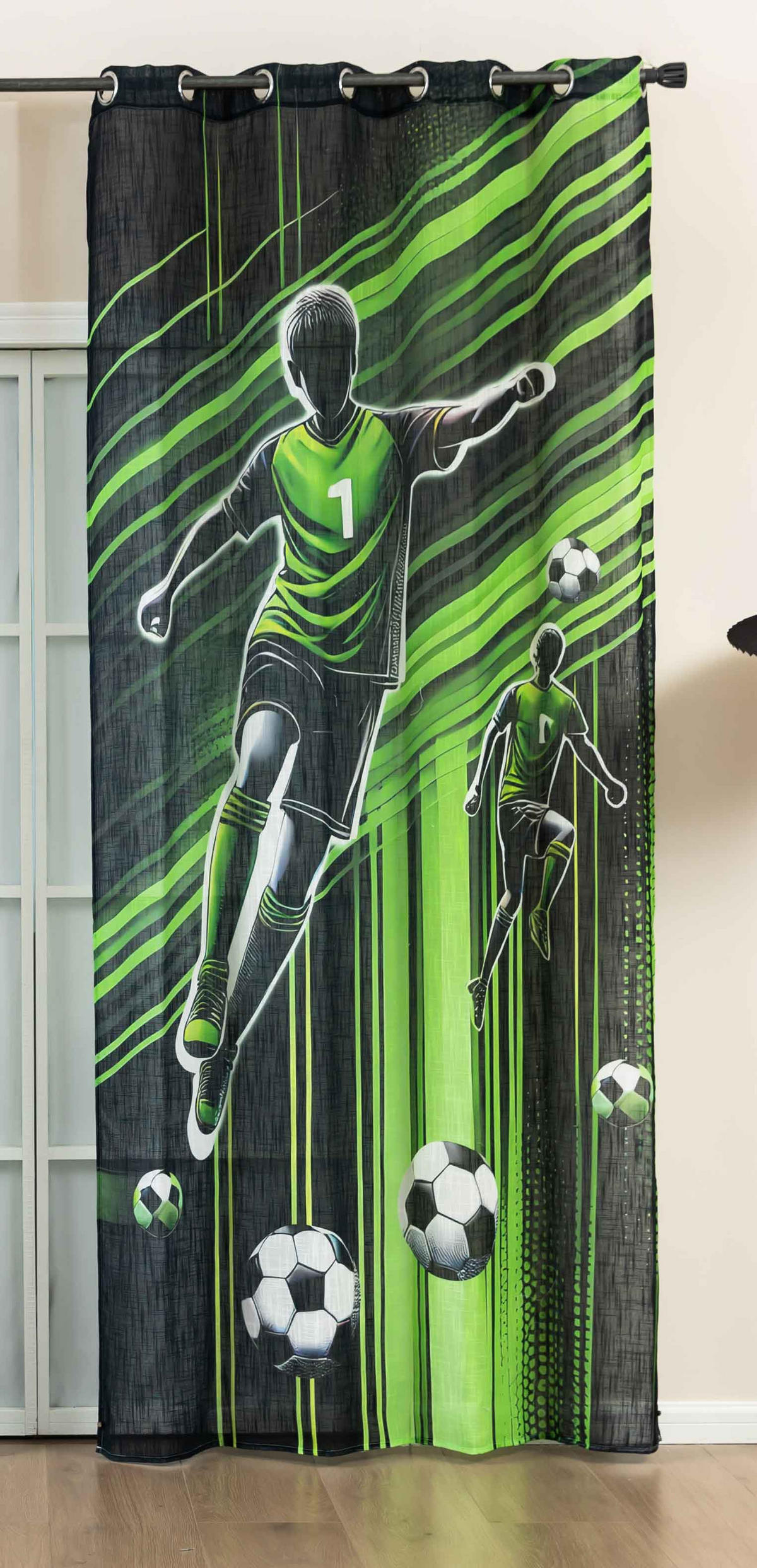 VORHANG SEOUL HxB 245x140 cm Fußballer - Hellgrün, Textil (140/245cm) - Gardinenbox