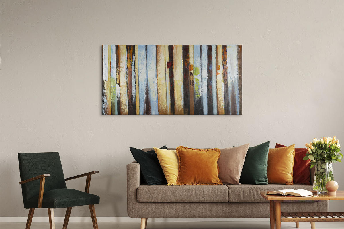 ÖLGEMÄLDE 140/70 cm - Blau/Gelb, Holz/Textil (140/70cm) - KUNSTLOFT
