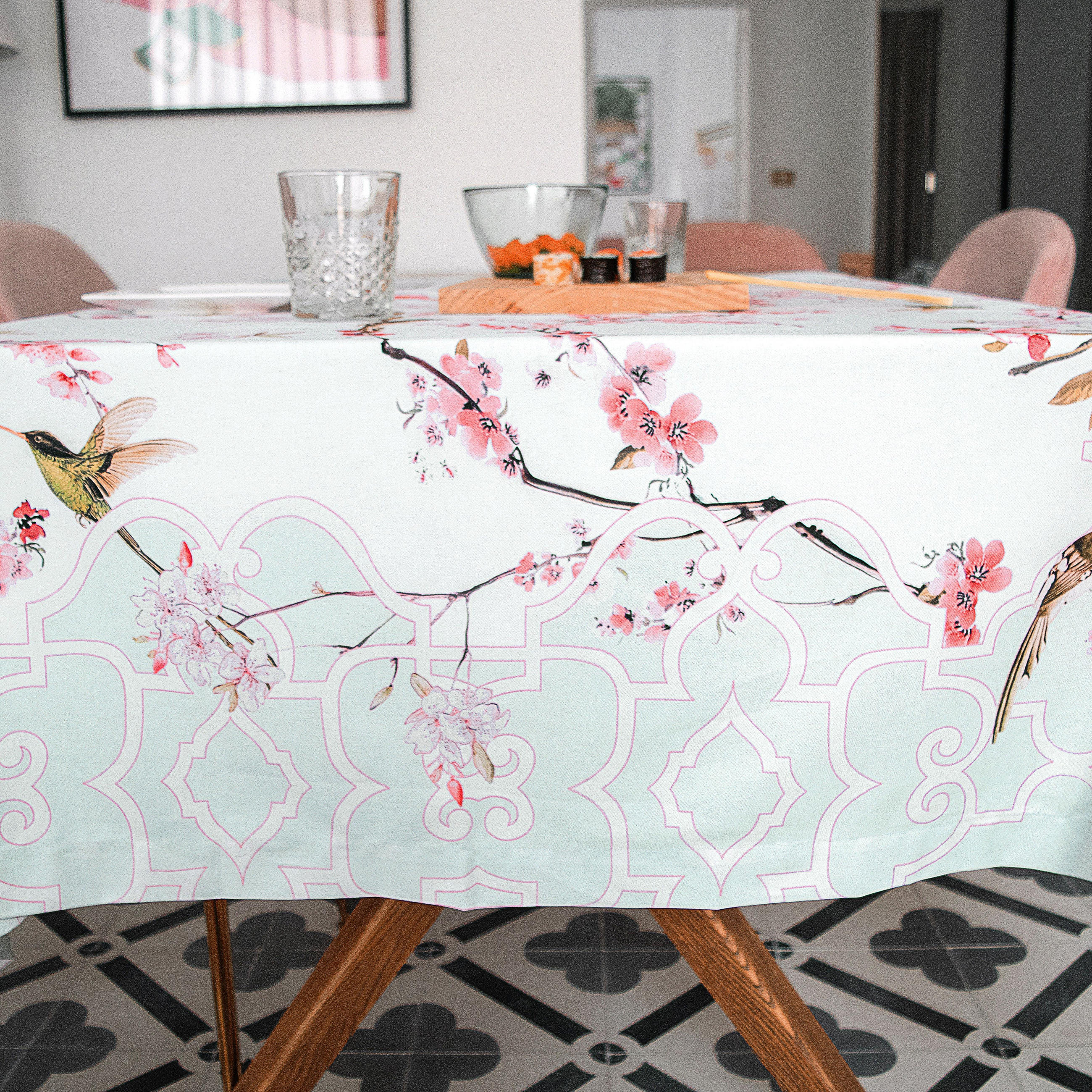 TISCHDECKE chinoiserie 150x250 cm mehrfarbig - Multicolor, Textil (250/150/0.2cm) - Happy Friday