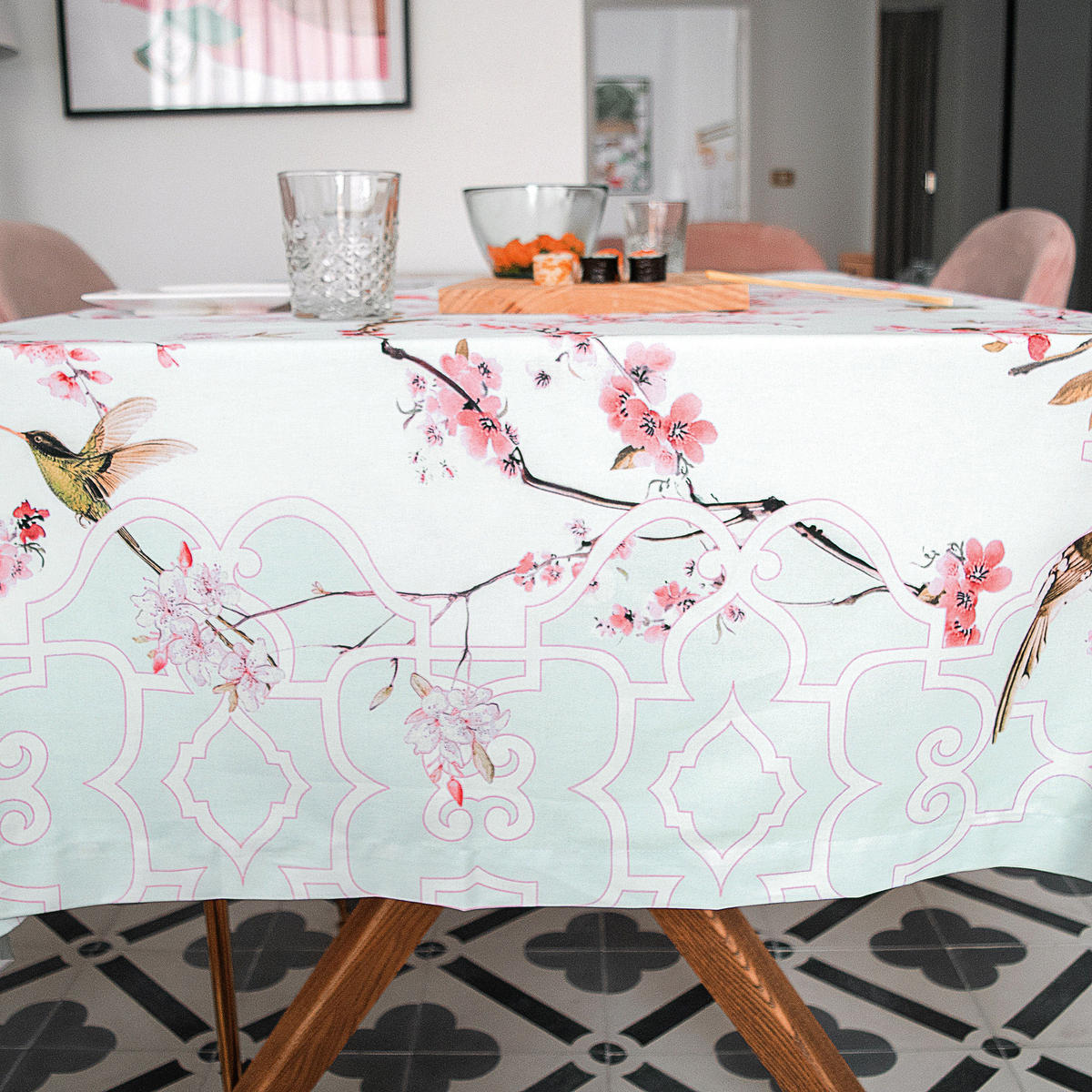 TISCHDECKE chinoiserie 150x250 cm mehrfarbig - Multicolor, Textil (250/150/0.2cm) - Happy Friday