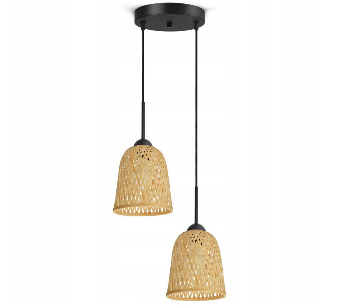 PENDELLEUCHTE BOHO - Schwarz/Weiß, Holz/Metall (30/30/100cm) - kiki design