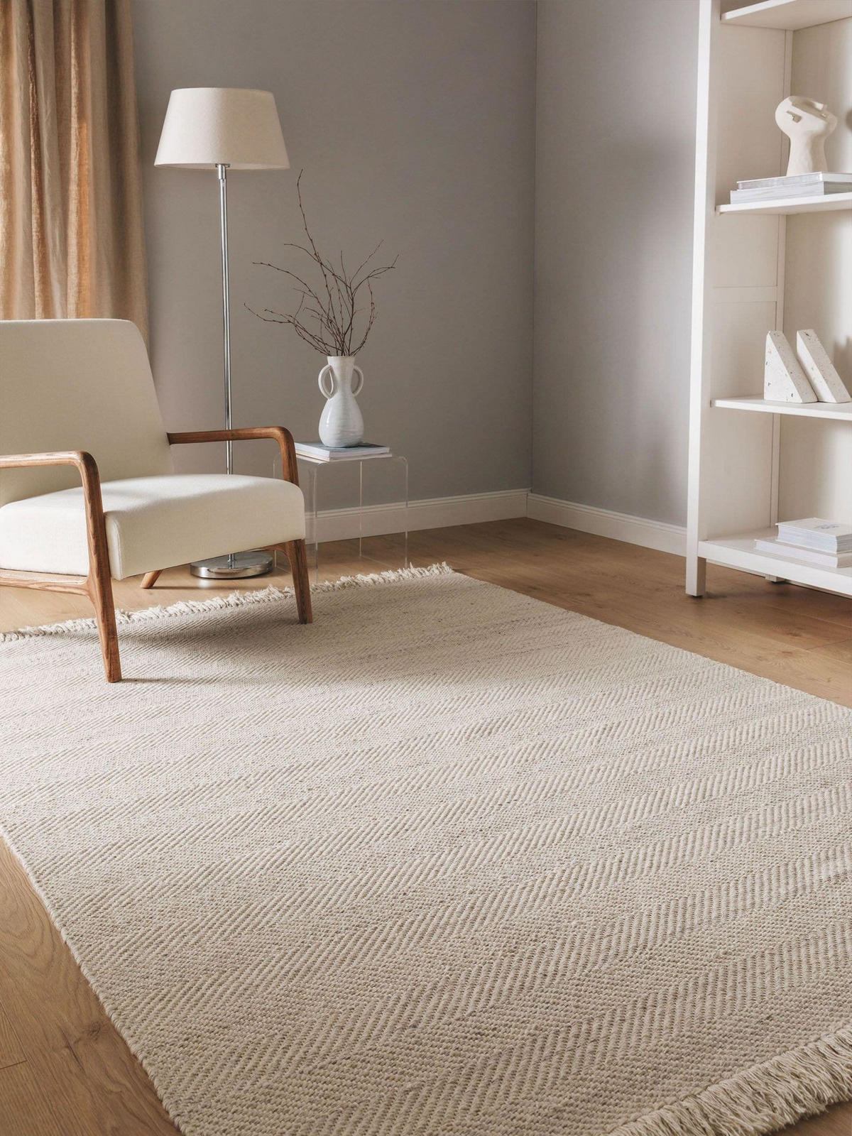 WOLLTEPPICH Lars Cream 120x170 cm - Beige, Naturmaterialien/Kunststoff (120/1cm) - KUNSTLOFT
