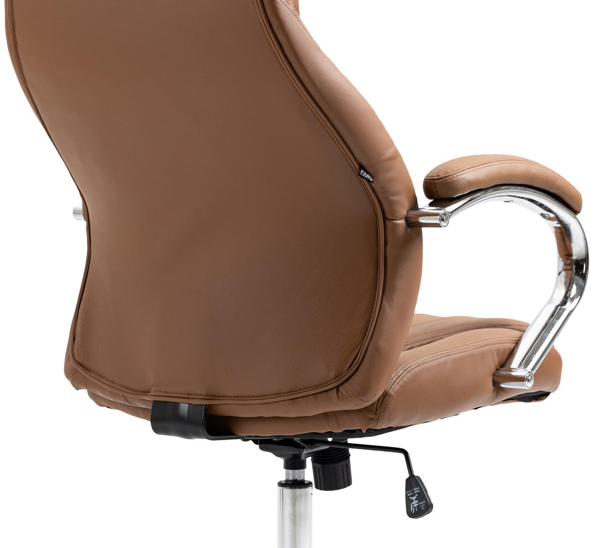 CHEFSESSEL Echtleder hellbraun - Chromfarben/Hellbraun, Leder/Metall (73/120/76cm) - CLP