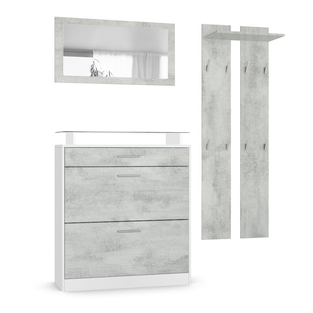 GARDEROBE Loret Front in Beton Oxid Optik - Hellgrau, Holzwerkstoff (180/200/23cm) - Vladon